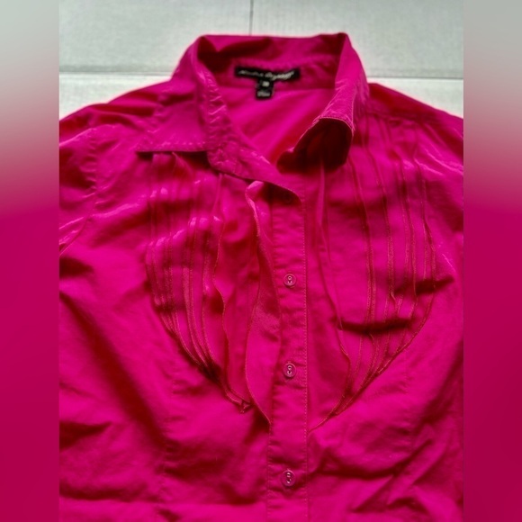 SANDRA Angelozzi fuchsia Barbie pink blouse with ruffles size 38  S - Picture 6 of 7